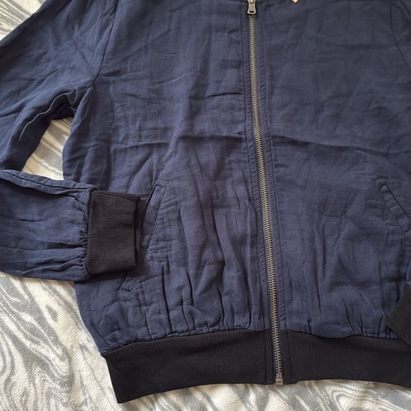 NWT Blue Varsity Jacket with Ribbed Collar and Cuffs - Picture 3 of 4